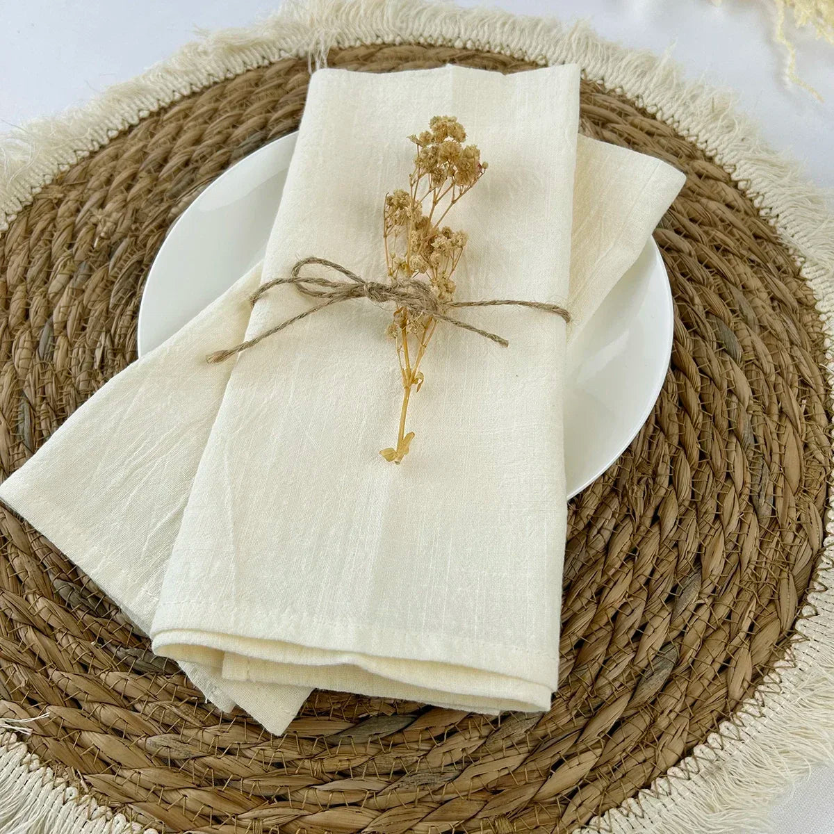 Wholesale 30pcs 30x45cm 100% Cotton Sage Green Napkin Reusable Wedding Party Christmas Table Decor Retro Napkins