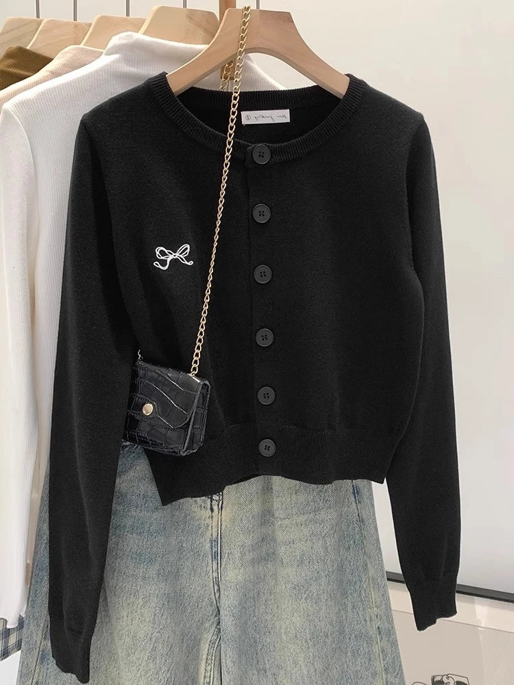 2026 Autumn Winter Women Sweater Embroidered Flattering Knit Women Cardigan Korean Chic Unique Design Knit Sweater Outerwear Top