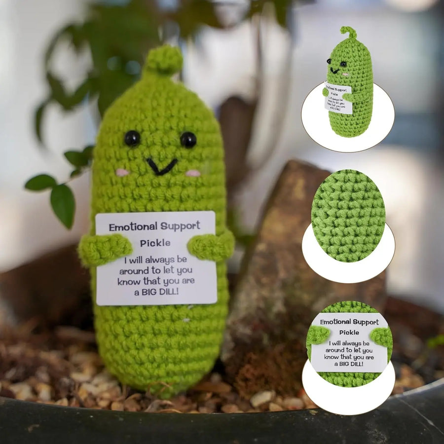 Encouragement Pickle Plush Toys Positive Crochet Animals Gifts Encouragement Birthday Gifts, Christmas Stocking Stuffers