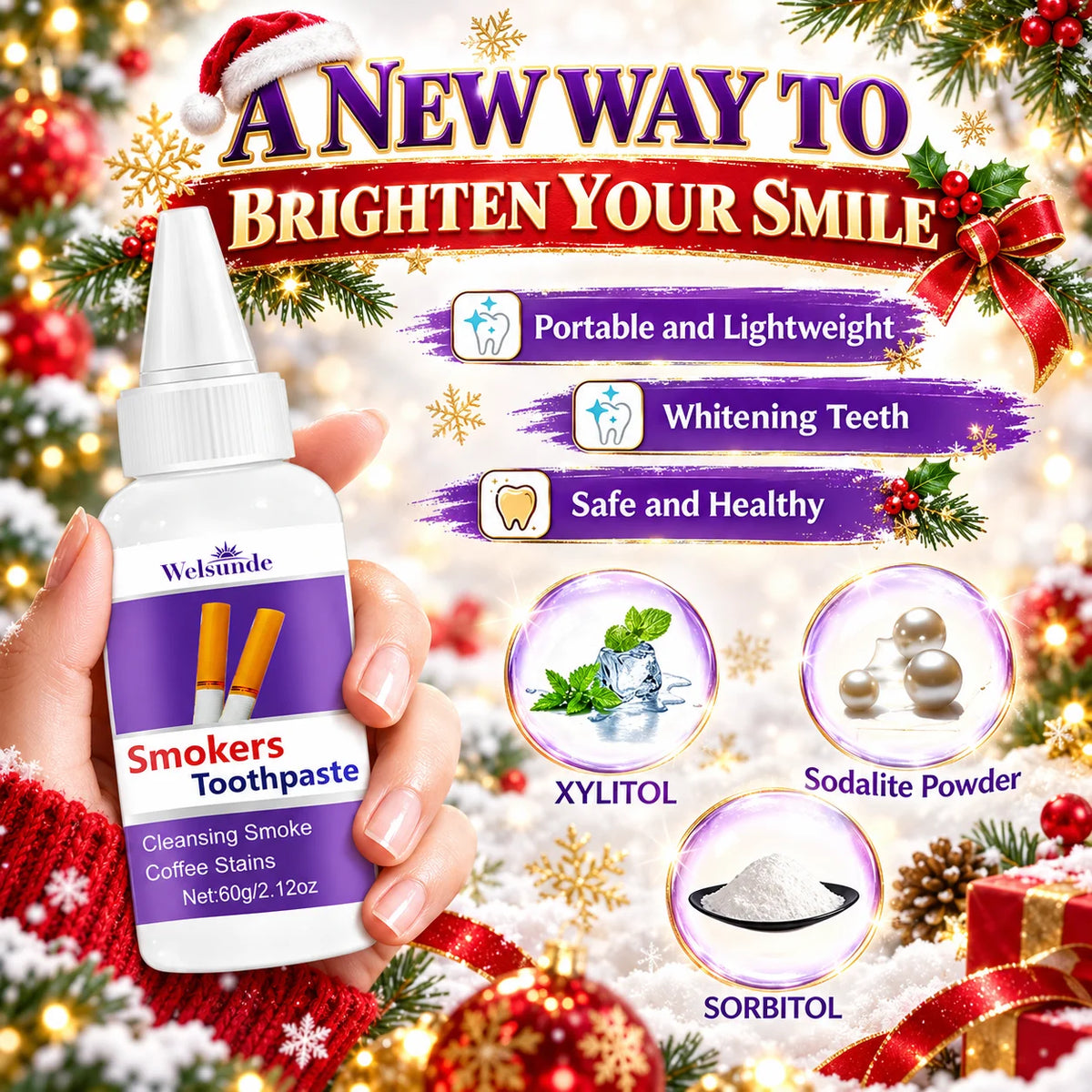 2 Packs Whitening Teeth Toothpaste, Gently Reduce Smoke & Coffee Stains, Toothpaste for Deep Cleaning & Brighter Smile, Purple Remineralizing Hydroxyapatite Toothpaste, with Minty Fresh Breath, Gentle on Gums, Ideal Oral Hygi