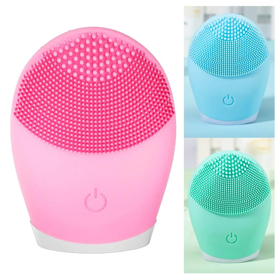 Vibrating Massage Electric Facial Cleanser, Silicone Cleaning Brush for Deep Cleansing and Exfoliating