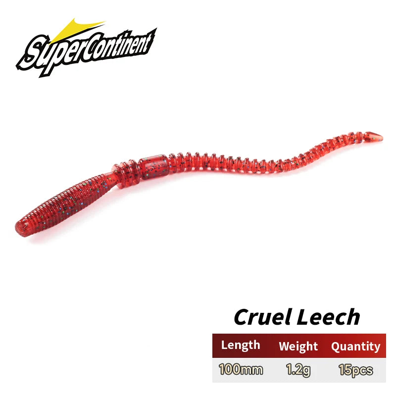 SUPERCONTINENT  Cruel Leech soft fishing lure 100mm/1.2g LURKER UV Worms Bait Soft Silicone Fishing Lure Bass Fishing