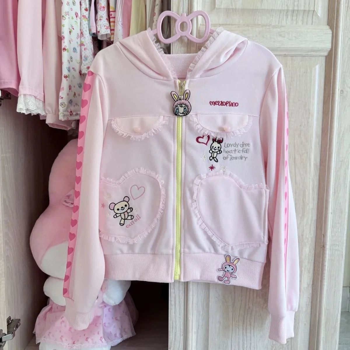 Harajuku Sweet Long Sleeve Hoodie Women Casual Cartoon Print Japan Style Kawaii Hooded Sweatershirt Bodycone All Season