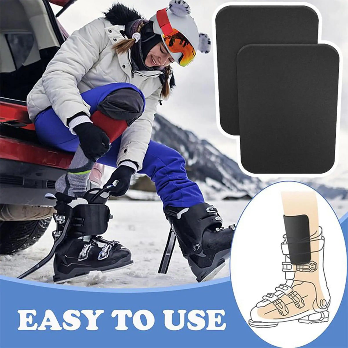 4 Pieces Ski Boot Liner Guards Elastic Shin Padding Cushion Protector for Players Snowboarding Skiing Ankle Support Pain Relief