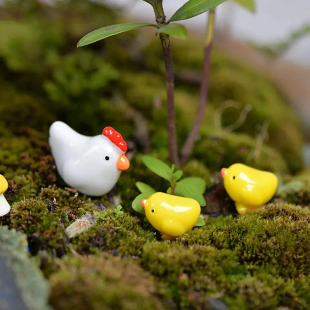 12 Pcs Mix Chicken Chick Egg Nest Figurine Miniatures Home Decoration Kawaii Accessories Garden Decor for Home Easter Decoration