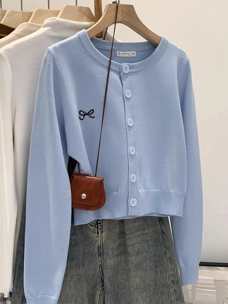 2026 Autumn Winter Women Sweater Embroidered Flattering Knit Women Cardigan Korean Chic Unique Design Knit Sweater Outerwear Top