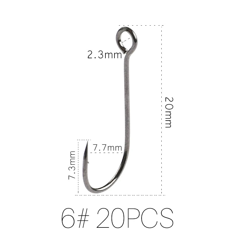 Supercontinent A Barb Hook Fishing Hook Big Ring Carbon Steel Single Hooks Tackle Worm Hooks With Big Eyes Ring 20pcs