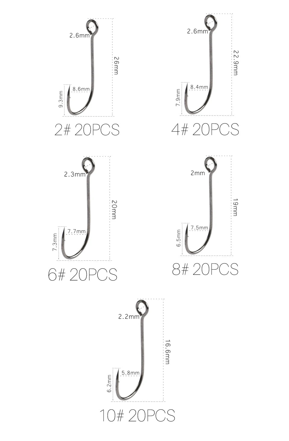 Supercontinent A Barb Hook Fishing Hook Big Ring Carbon Steel Single Hooks Tackle Worm Hooks With Big Eyes Ring 20pcs