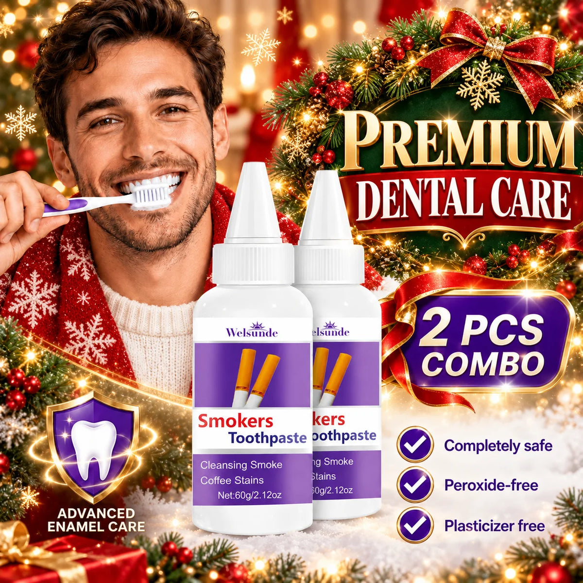 2 Packs Whitening Teeth Toothpaste, Gently Reduce Smoke & Coffee Stains, Toothpaste for Deep Cleaning & Brighter Smile, Purple Remineralizing Hydroxyapatite Toothpaste, with Minty Fresh Breath, Gentle on Gums, Ideal Oral Hygi