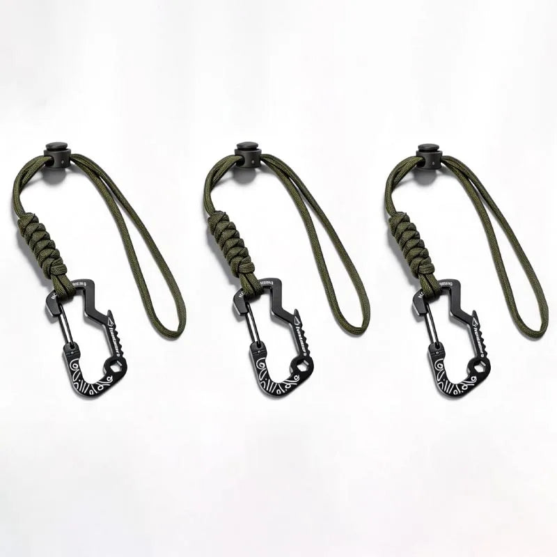 Multifunctional Tactical Hook Carabiner with Paracord Keychain Anti-Loss Rope for Outdoor Camping Hiking Emergency Gear