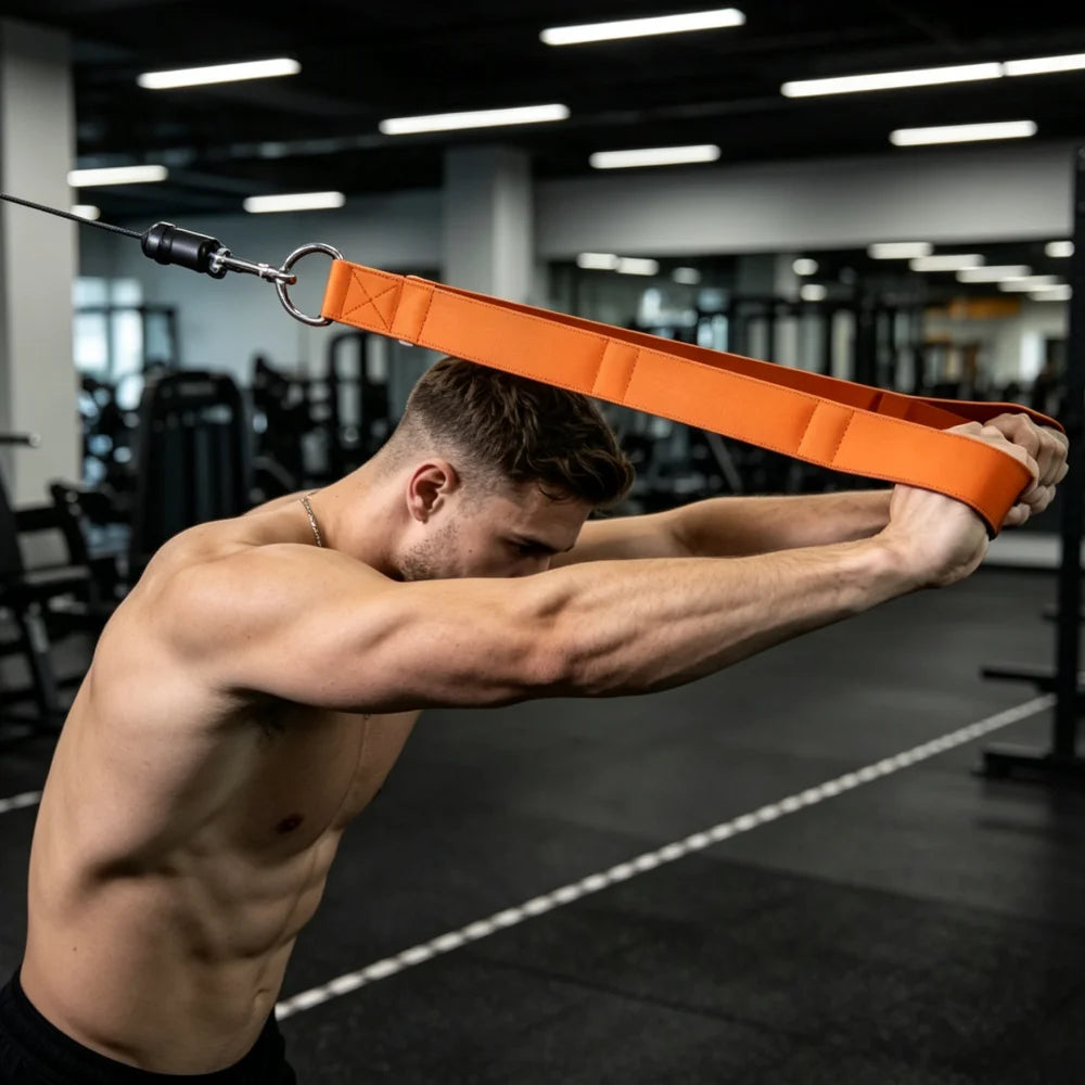 6-Ring Tricep Rope Connecting Handle, Heavy Duty Adjustable Length Fitness Training Strap for Push Ups, Sit Ups, Home Gym Streng