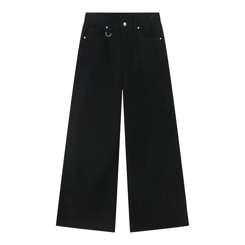 IEFB 2024 Autumn Men Denim Pants Straight Droop Vintage Loose Bottom Straight Wide Leg Casual Male Trousers Korean Style 9C1519