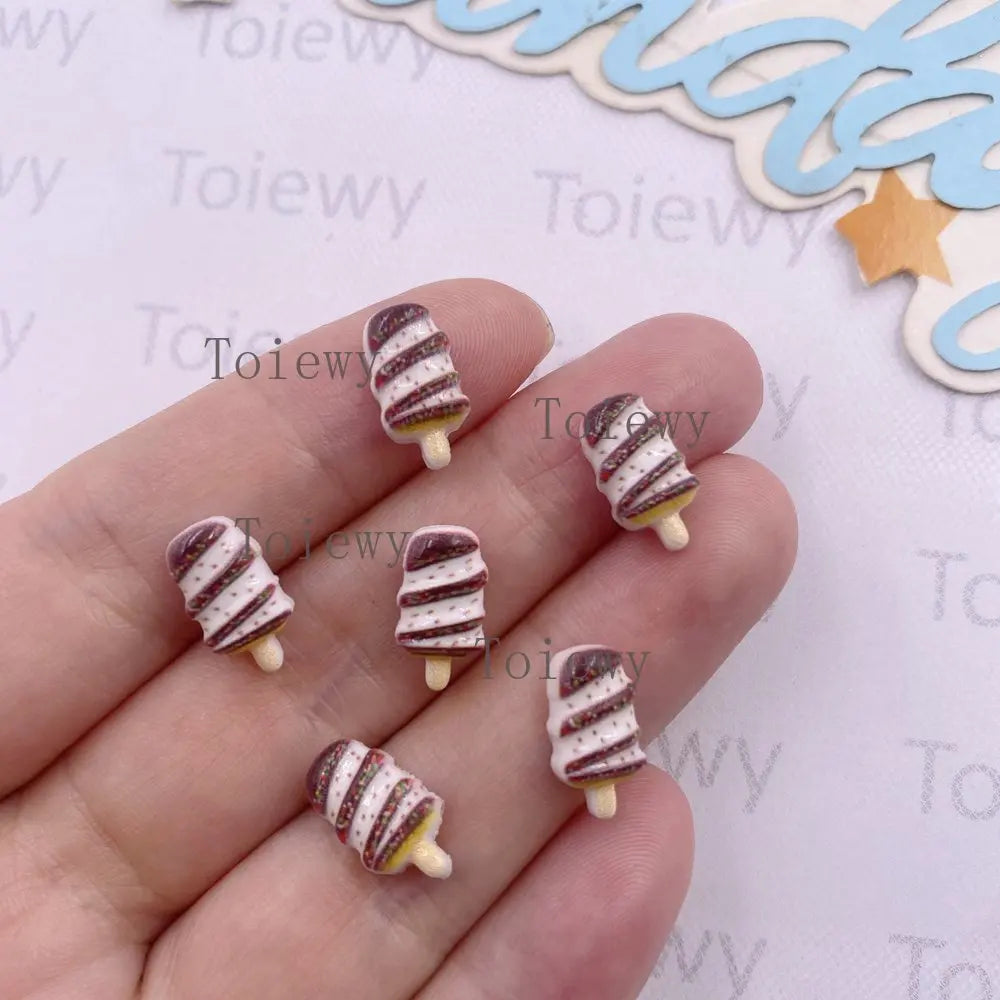 50pcs Resin Mini Colorful Christmas Decor Cartoon Magic Wand Cake Popsicle Figurine Flatback Stone Nail Art Scrapbook DIY Crafts