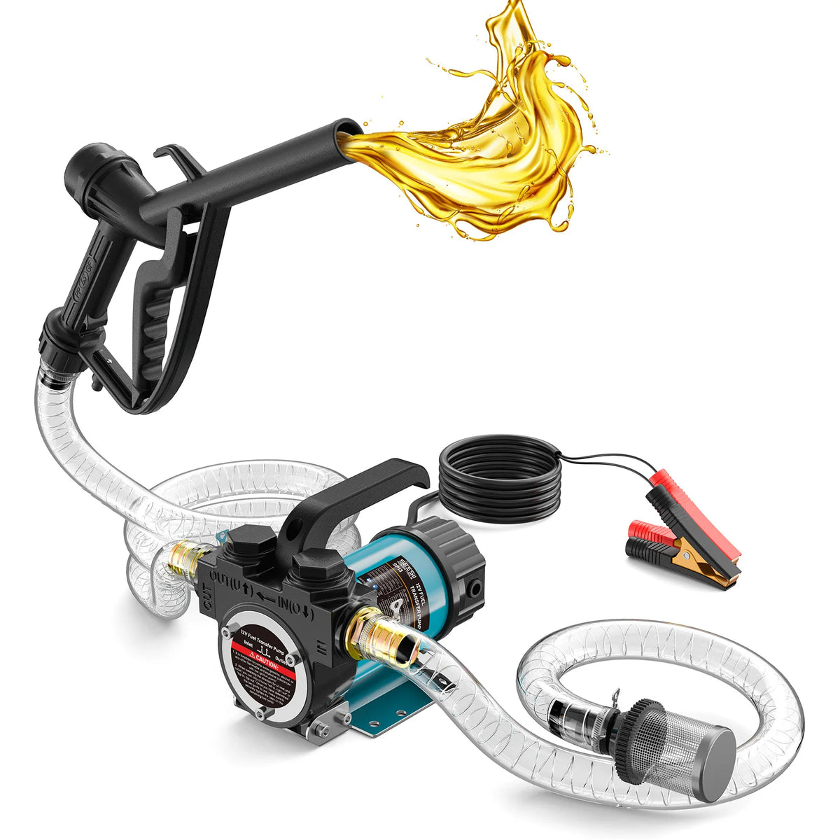 SEESII SL029 Fuel Transfer Pump 12V 13.2 GPM Self-Priming DC Diesel Oil Pump Kit Electric Fuel Transfer Pump Extractor Refueling