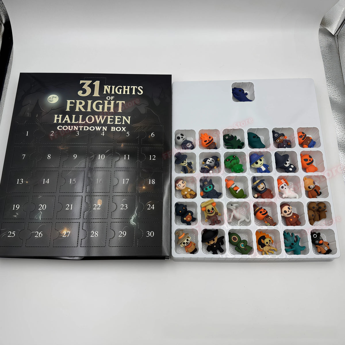 Halloween Advent Calendar 2026 31 Nights of Fright Halloween Countdown Box with 3D Mini Spooky Figurines Halloween Party Gift