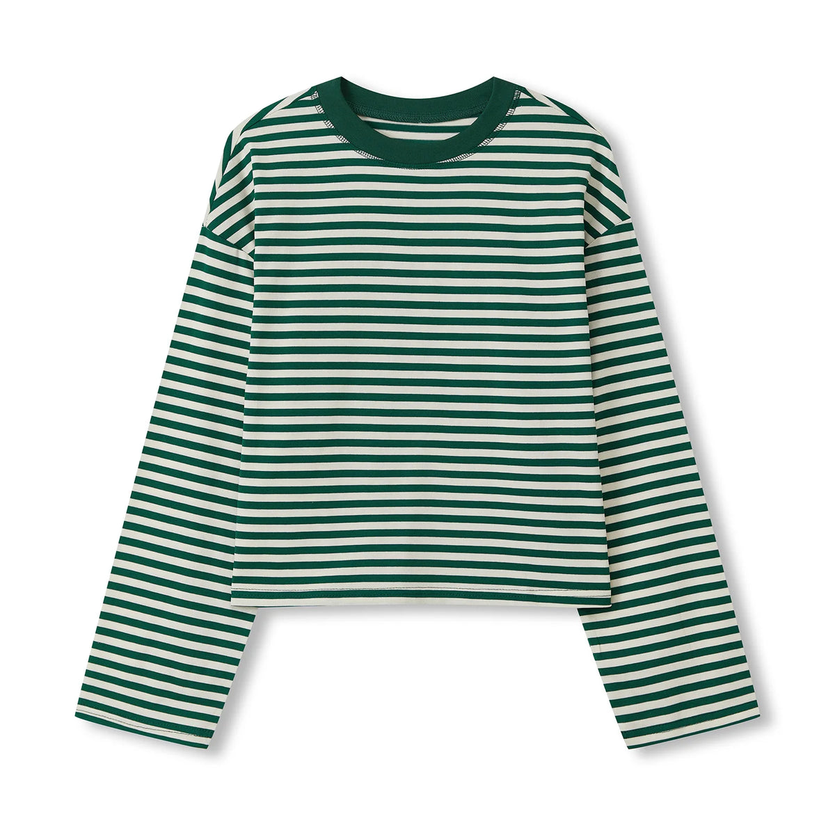 Women Long Sleeve Shirts Crew Neck Loose Sweatshirts Ladies Fall Casual Striped Top Streetwear