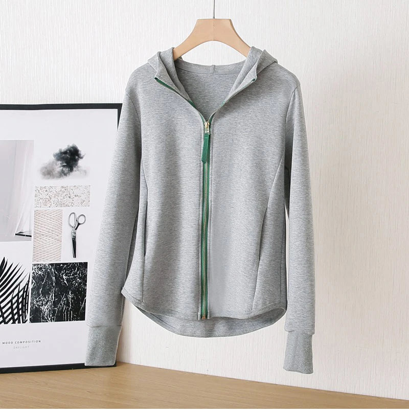 M-XXL Zip Hoodie y2k Women Autumn Winter New Long Sleeve Loose Casual Cardigan Sweatshirts Female Fashion White Black Clothing