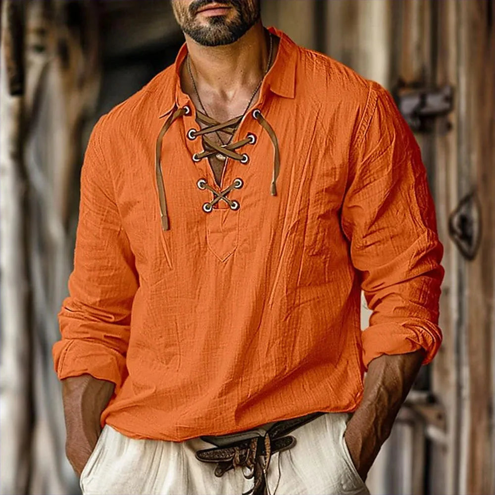 European-and-American-Men's-New-Lapel-Loose-Shirt-Men's-Shirt-Linen-Shirt-Viking-Style-Pirate-Shirt-Summer-Beach-Shirt