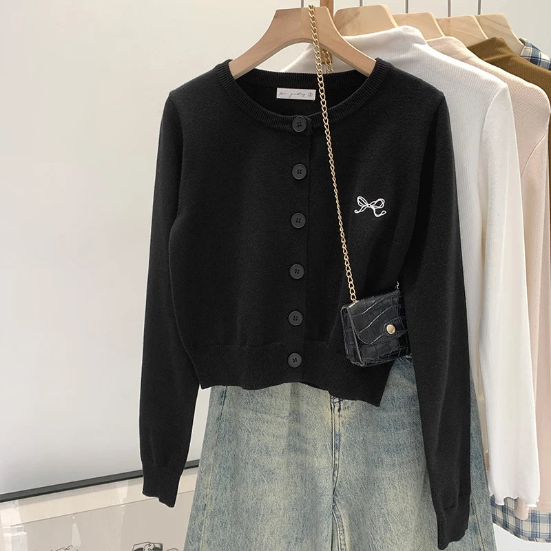 2026 Autumn Winter Women Sweater Embroidered Flattering Knit Women Cardigan Korean Chic Unique Design Knit Sweater Outerwear Top