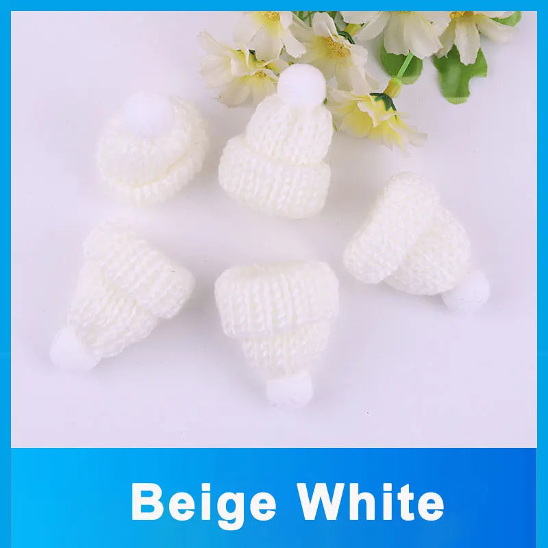 10-50Pcs Mini Knitting Hats Christmas DIY Craft Knitting Doll Hats Mini Wool Hat for Christmas Tree Ornaments DIY Hair Accessory