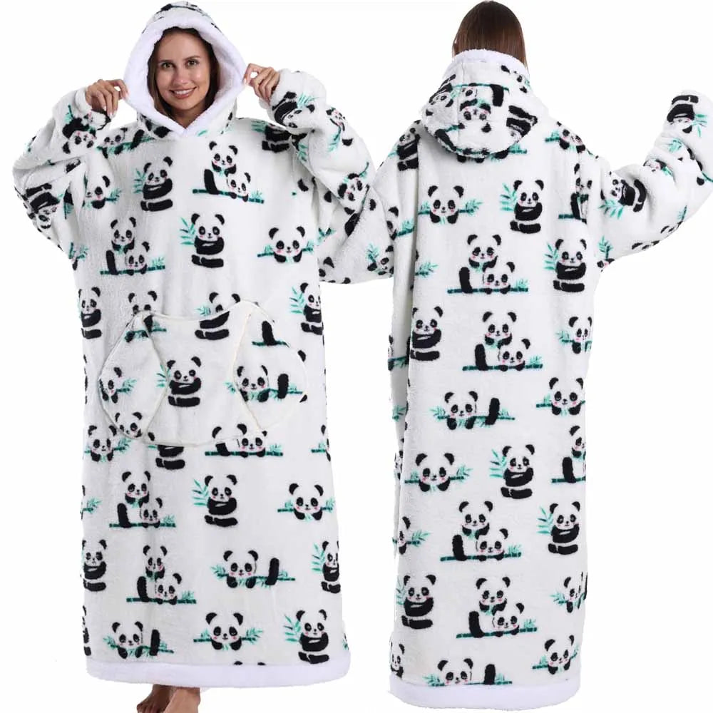 Wearable Blanket Hoodie with Sleeves Winter Oversized Blanket for Adults Extra Long Halloween Pajamas Pumpkin Skull Home Clothes