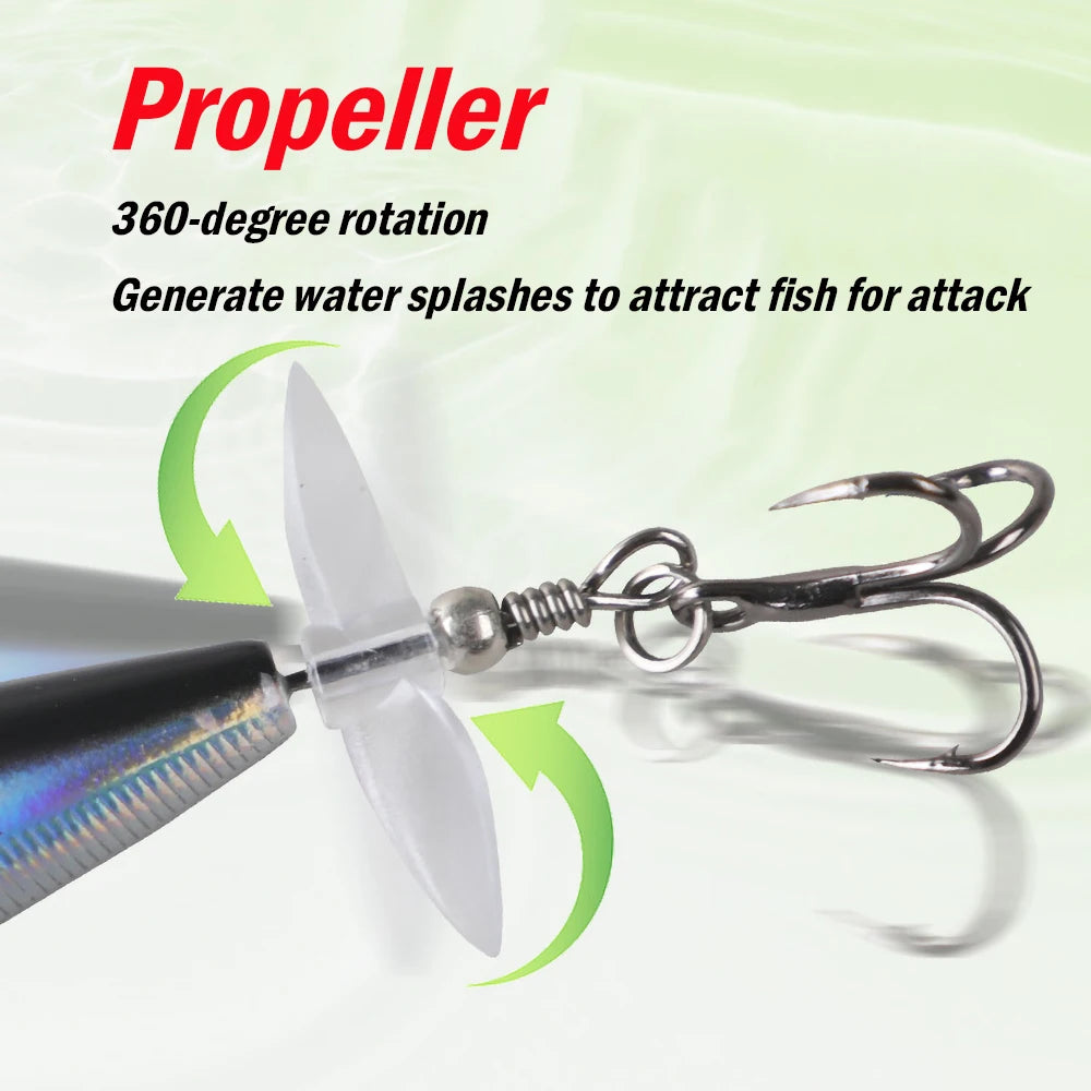 Testar 7g 11g Saltwater Rotated Propeller River Wobbles Popper Pencil Bait Topwater Spinning Bait for Bass Pike Fishing Lures