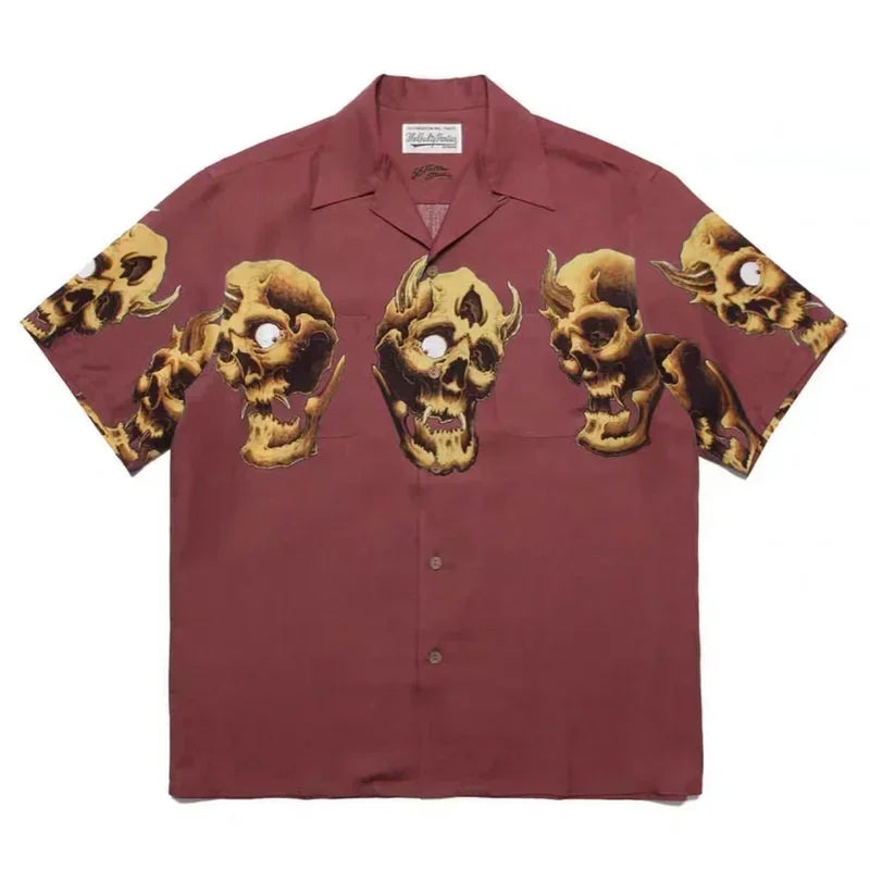 Classics 2025 WACKO MARIA Shirt Photo Print Vintage Men's And Women's Loose Hawaiian WACKO MARIA Short Sleeve Shirt T-Shirts