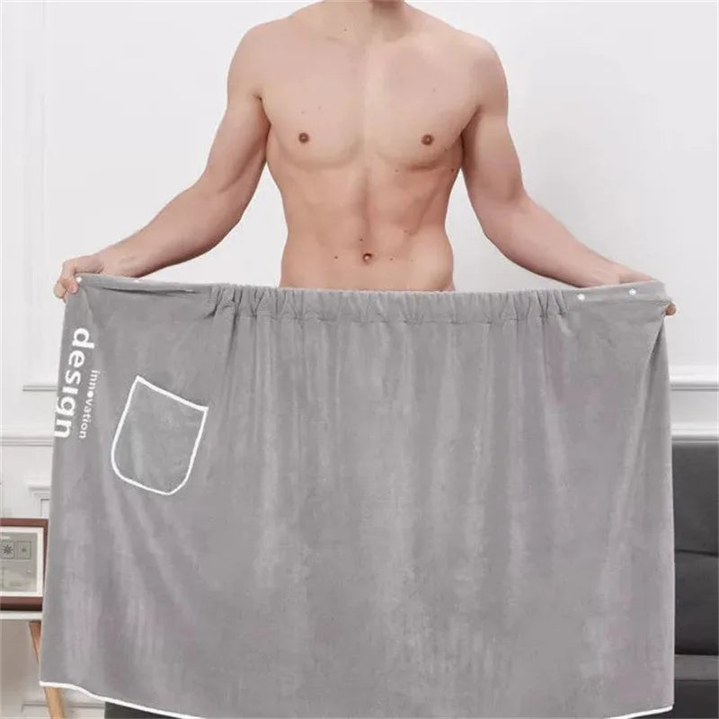 Men'sBathrobe Quick Drying Towel Wearable Blanket Microfiber Swim Towel Robe Wrap Around Towel