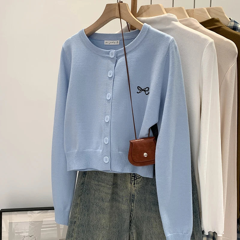 2026 Autumn Winter Women Sweater Embroidered Flattering Knit Women Cardigan Korean Chic Unique Design Knit Sweater Outerwear Top