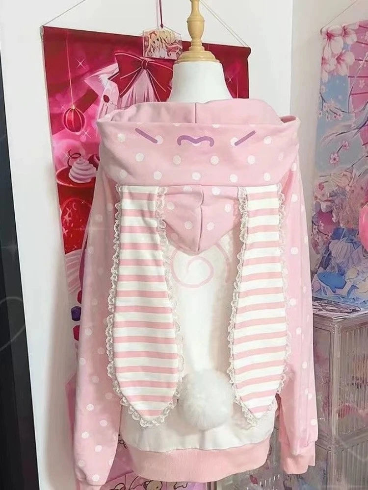 Cute Japanese Printed Cardigan Women Y2K Fairy Grunge Ruffle Patchwork Outerwear Sweet Lolita Harajuku Style Daily Casual Outfit