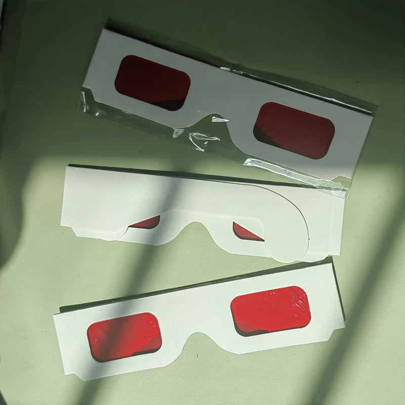 100pcs/lot Re-useable White Paper 3D Glasses Paper Frame Red/Red Lens 3d Decoder Glasses For Promotion