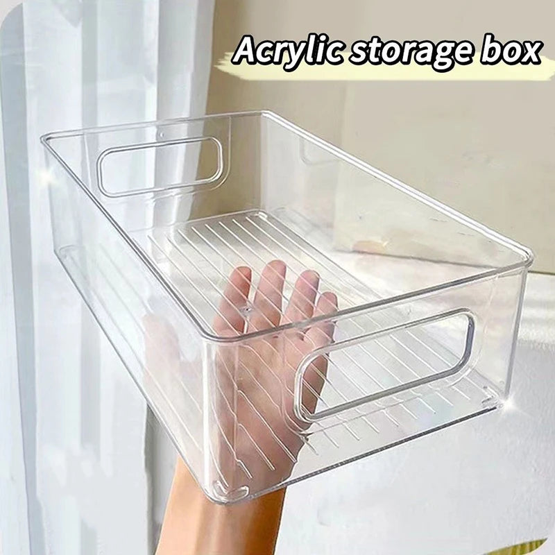Clear Stackable Drawer Organizer Box Transparent Acrylic Storage Bin for Fruits Cosmetics Snacks Kitchen Fridge