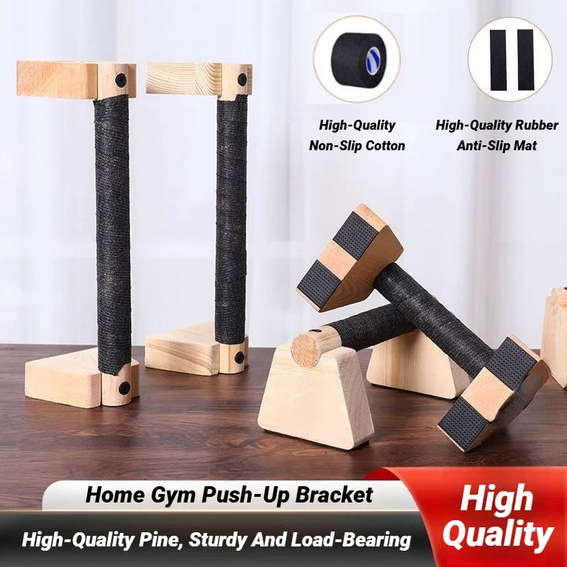 Wooden Push‑up Bar Stands 1Pair Push Ups Rack Handstand Parallel Rod Body Building Home Gym Fitness Training Equipment