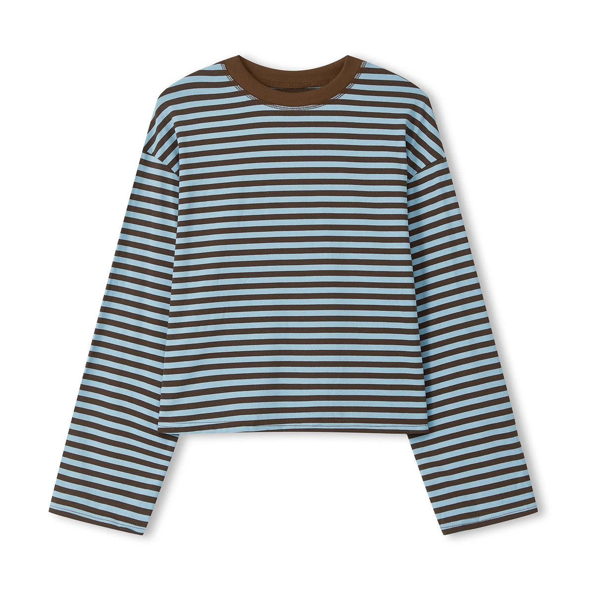 Women Long Sleeve Shirts Crew Neck Loose Sweatshirts Ladies Fall Casual Striped Top Streetwear