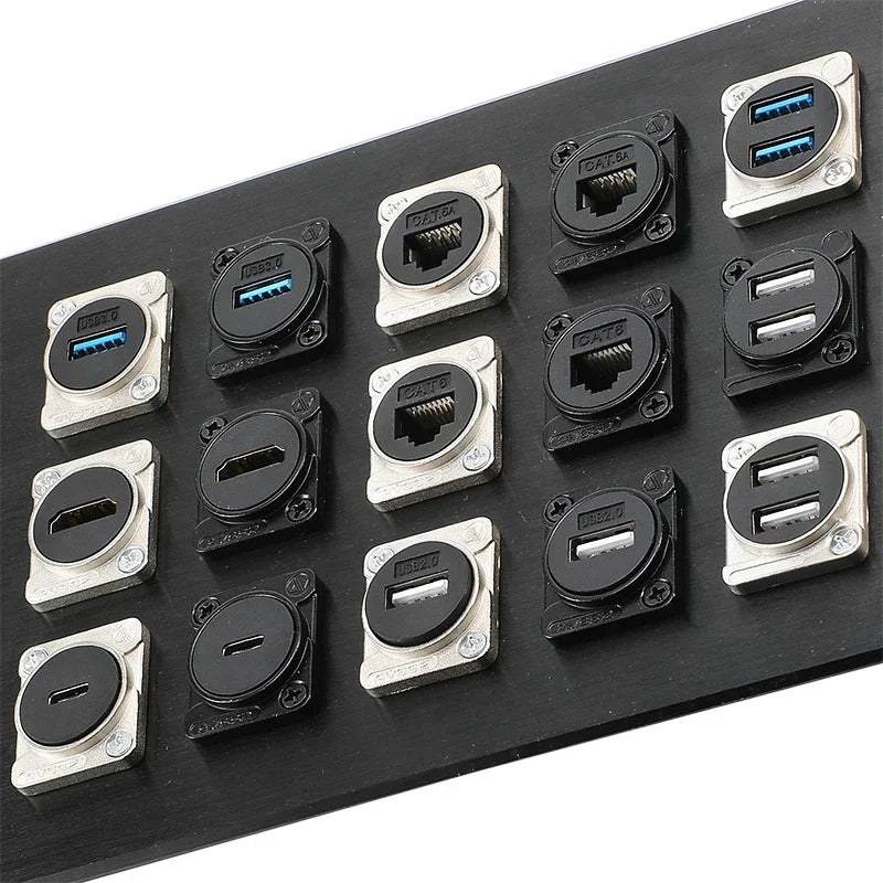 D-type Multifunctional Data Module 86 Panel audio video socket XLR VGA BNC RJ45 RJ11 Jack 3.5/6.35 RCA USB3.0 TypeC Connector