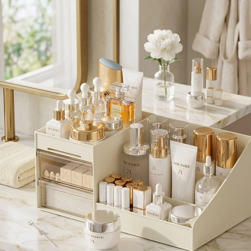 Transparent Desktop Makeup Storage Box Drawer Organizer Multi Layer Cosmetic Holder for Beauty Supplies Skincare Items