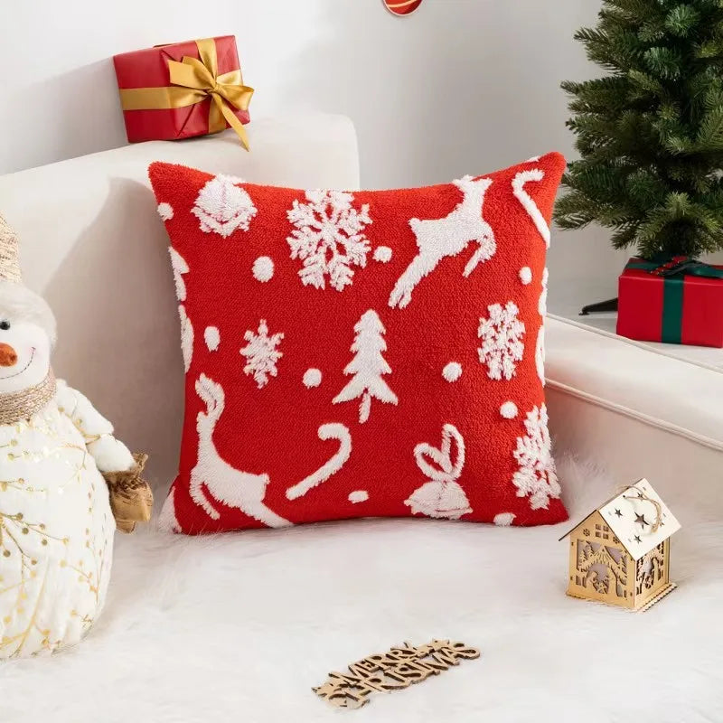 1pc 3D Christmas Pillow Covers, imitation reindeer, 3D Christmas tree, snowflakes, stars, little bell pattern pillowcase cover