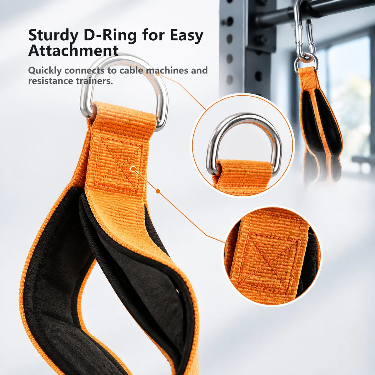 6-Ring Tricep Rope Connecting Handle, Heavy Duty Adjustable Length Fitness Training Strap for Push Ups, Sit Ups, Home Gym Streng