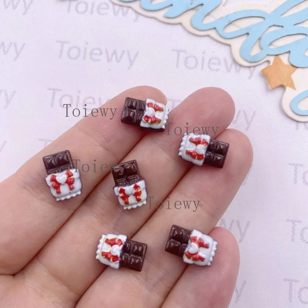 50pcs Resin Mini Colorful Christmas Decor Cartoon Magic Wand Cake Popsicle Figurine Flatback Stone Nail Art Scrapbook DIY Crafts