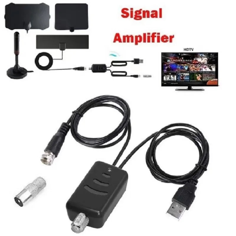 Indoor TV Antenna Amplifier CATV Signal Booster for HD TV Antenna with USB Power Supply Easy Installtion Gain 25dB