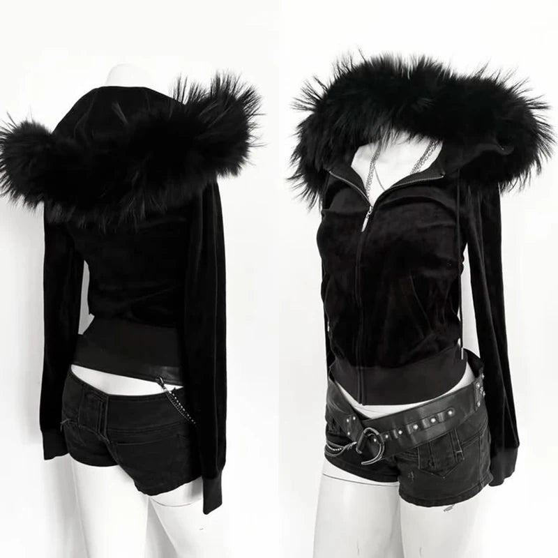 Vintage vibe Hip Hop Y2K Zip up hoodie Stripe Harajuku Punk jacket Streetwear Subculture Zipper Hoodie sweatshirt Gothic Clothes