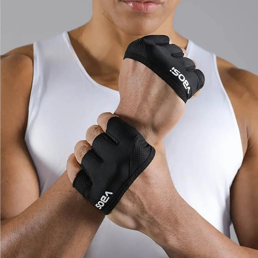 1 Pair Anti-Slip Gym Half Finger Gloves Weight Lifting Grips Anti-callus Palm Protection Yoga Sports Gymnastics Grips Workout