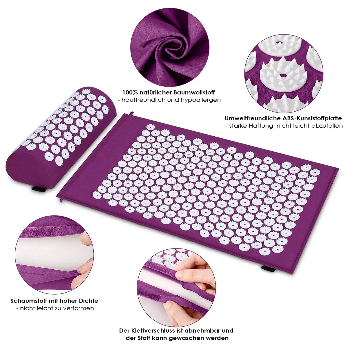 Acupressure Mat Pillow Set Sensi Massage Needle Applicator Mat Neck Back Foot Relief Yoga Acupuncture Cushion for Home Relax