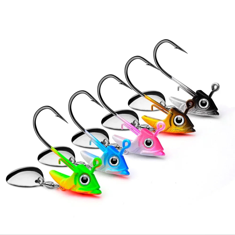 1pc Jig Head 7.5g 10.5g 15g Fishing Lures Sinking Rotating Sequin Metal Spoons Fishing Hooks Jigging Fishhook Baits Tackle