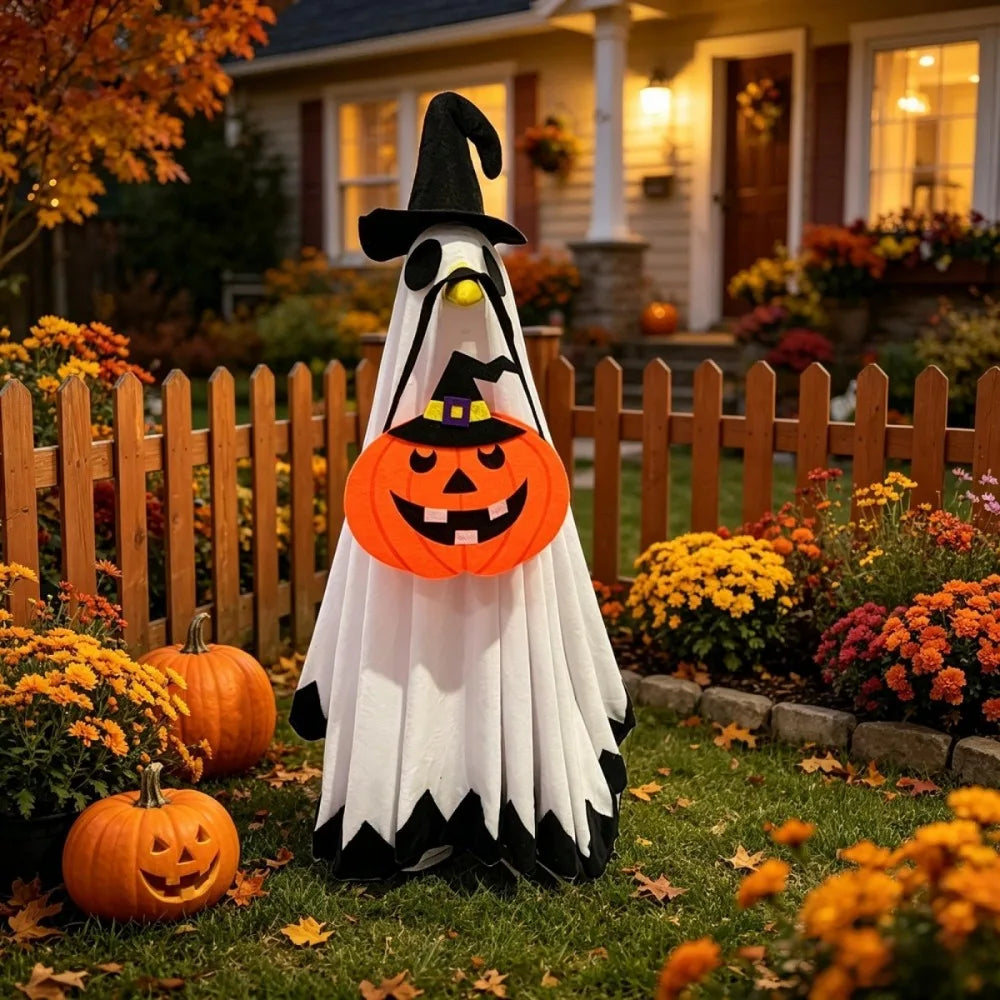 Porch Goose Halloween Costume Terrifying Ghost Cloak Witch Hat Pumpkin Bag Set Suitable 23 Inch Lawn Goose Statue Goose Clothes