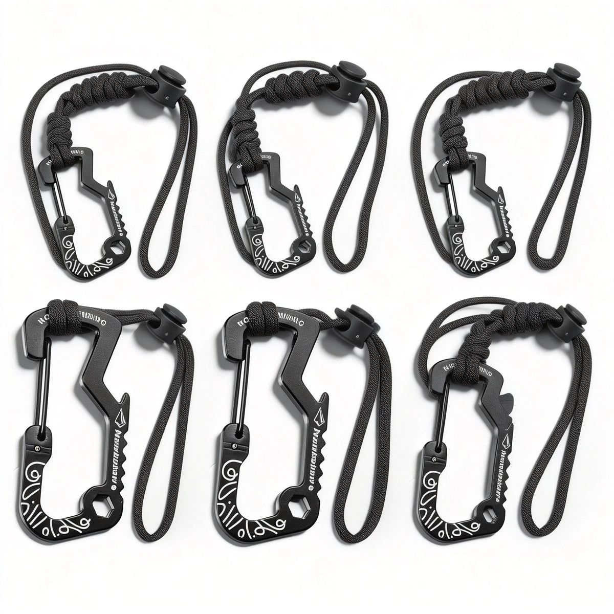Multifunctional Tactical Hook Carabiner with Paracord Keychain Anti-Loss Rope for Outdoor Camping Hiking Emergency Gear