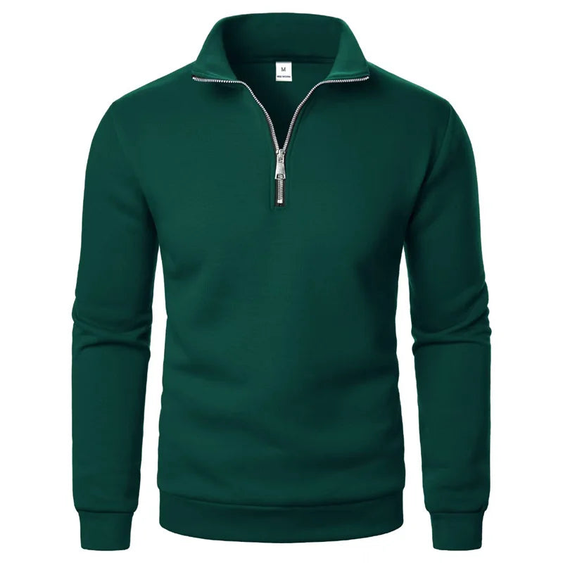 Spring Autumn New Casual Half Zipper Stand Collar Sweatshirt Trend Simple Slim Men Pullover Long Sleeve tops Men's Sweatshirt
