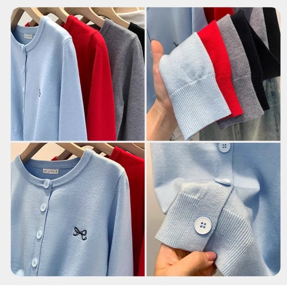 2026 Autumn Winter Women Sweater Embroidered Flattering Knit Women Cardigan Korean Chic Unique Design Knit Sweater Outerwear Top