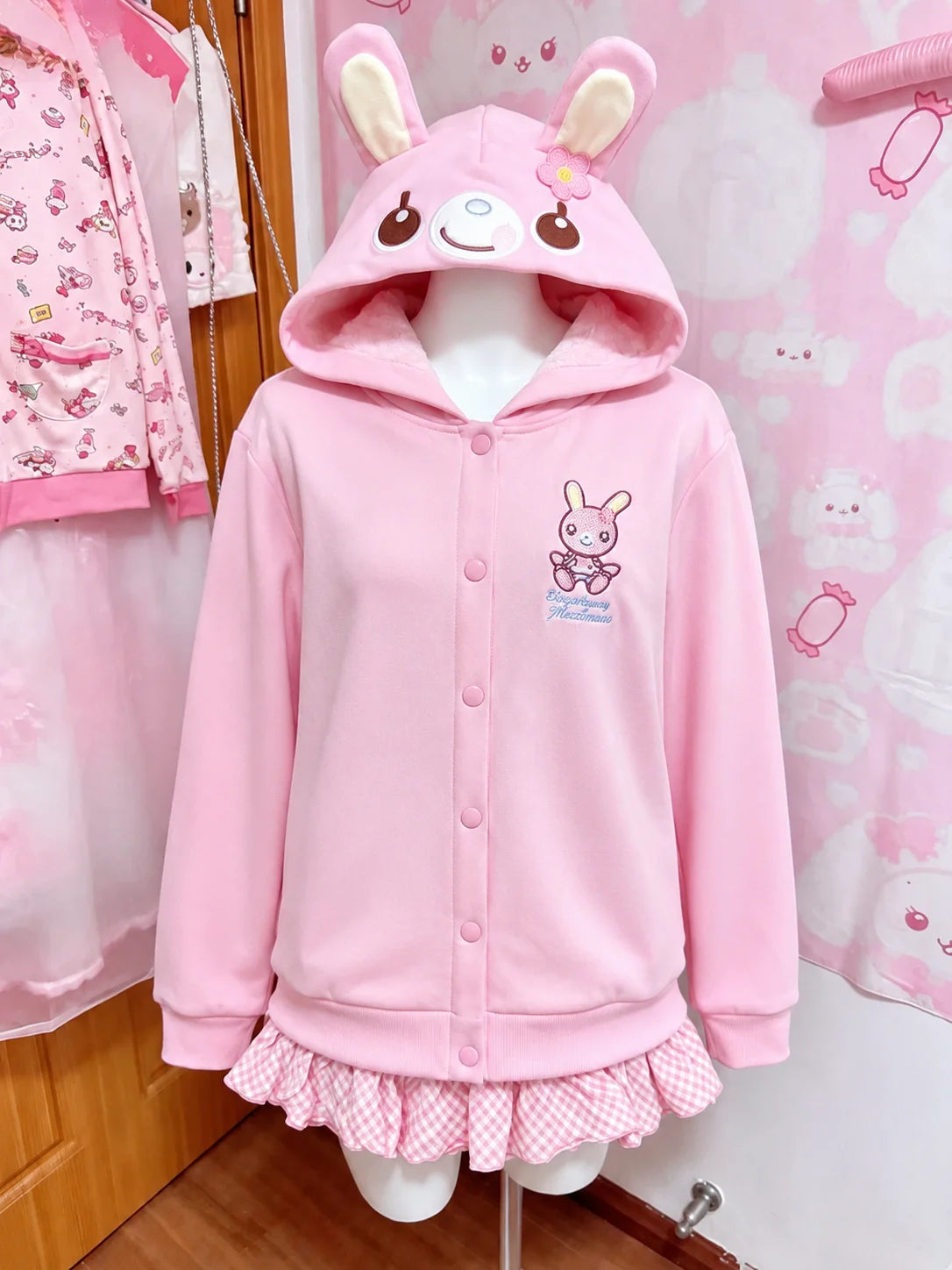 Cute Japanese Printed Cardigan Women Y2K Fairy Grunge Ruffle Patchwork Outerwear Sweet Lolita Harajuku Style Daily Casual Outfit