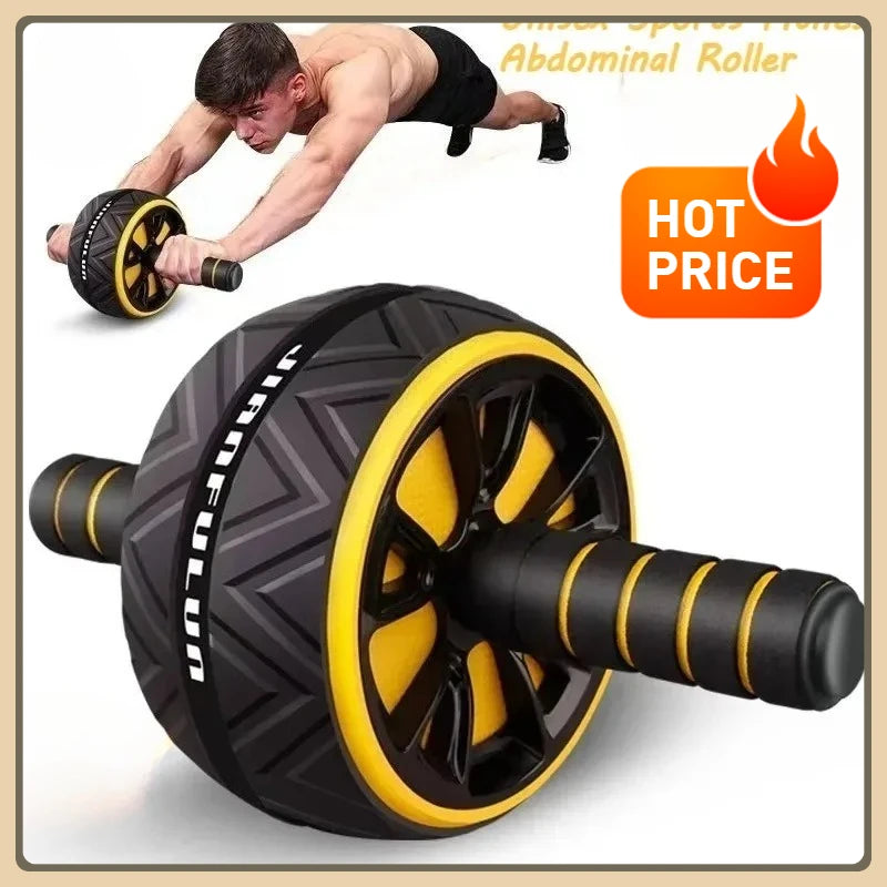 Twin-Wheel Abdominal Fitness Roller Ab Training Equipment Core Muscle Exercise Durable Anti-Slip Pad for Household Gym Workout